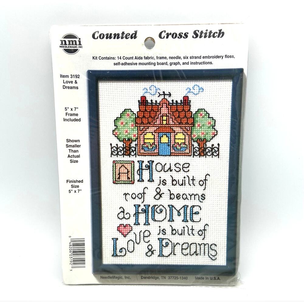 nmi Counted Cross Stitch Kit with frame Love & Dreams Item # 3192 House New